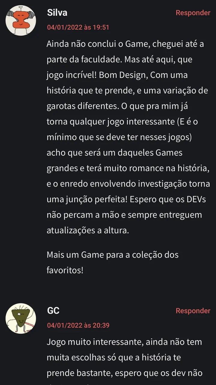 Captura de depoimentos de jogadores — imagem 1
