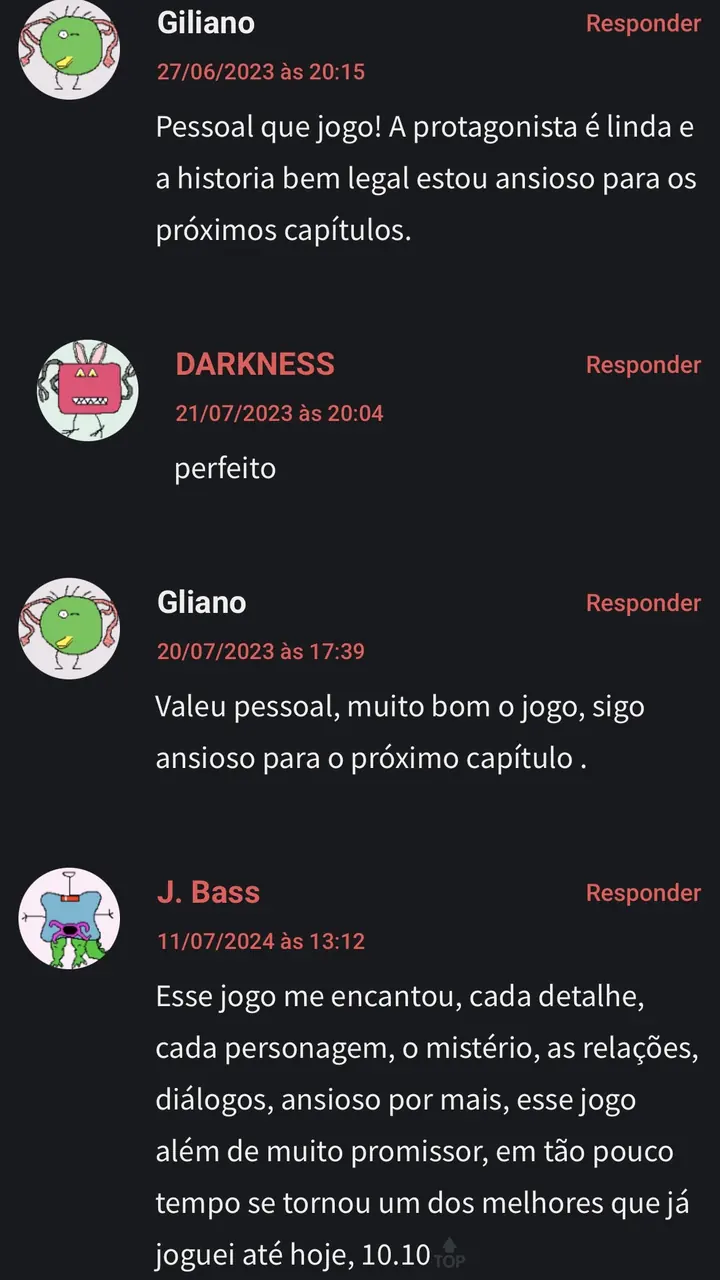 Captura de depoimentos de jogadores — imagem 8